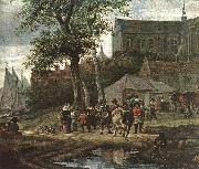 RUYSDAEL, Salomon van Tavern with May Tree (detail) af oil